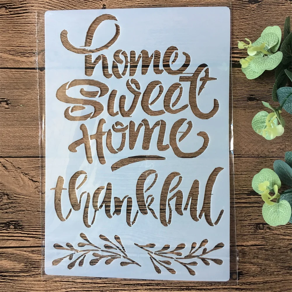 

A4 Home Sweet Words DIY Layering Stencils Painting Scrapbook Coloring Embossing Album Decorative Paper Card Template