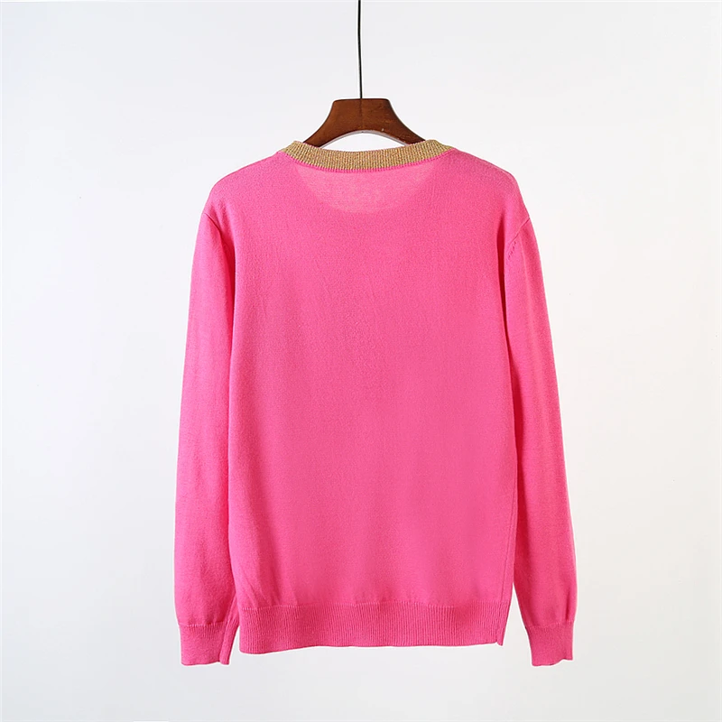 2020 autumn Jumper sueter mujer Runway Design Knitted Pullover Fashion Cat Dragon Jacquard Winter Women Pink Sweater B-015 | Женская