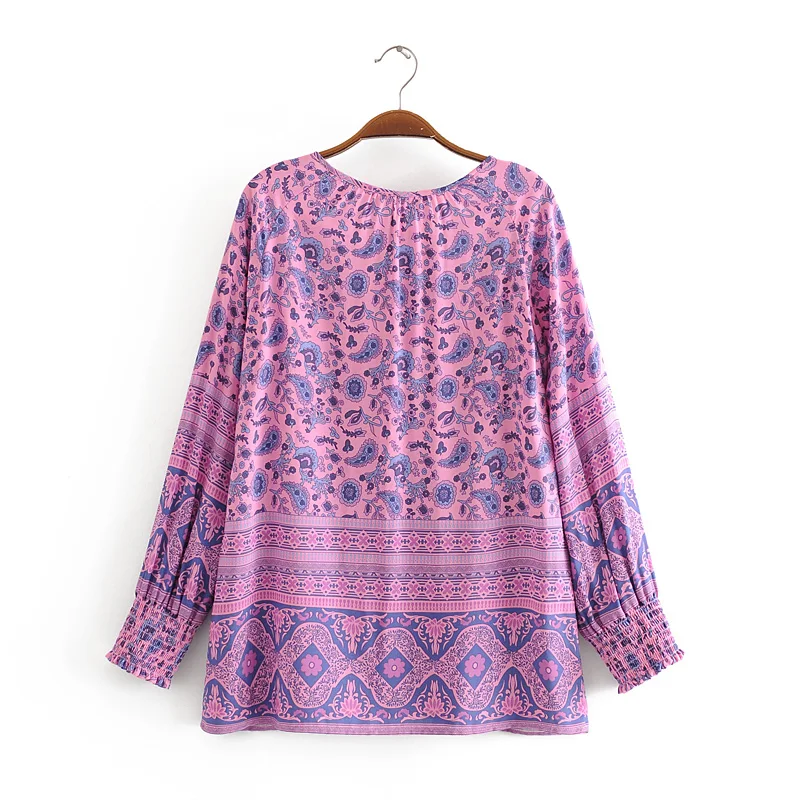 Блузка женская с цветочным принтом винтажная шикарная модная рубашка из