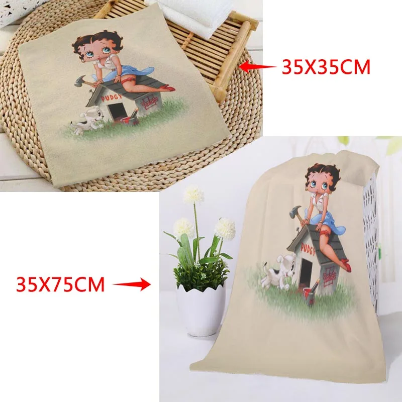 Новое поступление на заказ Betty Boop полотенце для лица с рисунком из микрофибры квадратные прямоугольные полотенца Размер 35x35 см 35x75 см - Цвет: 4