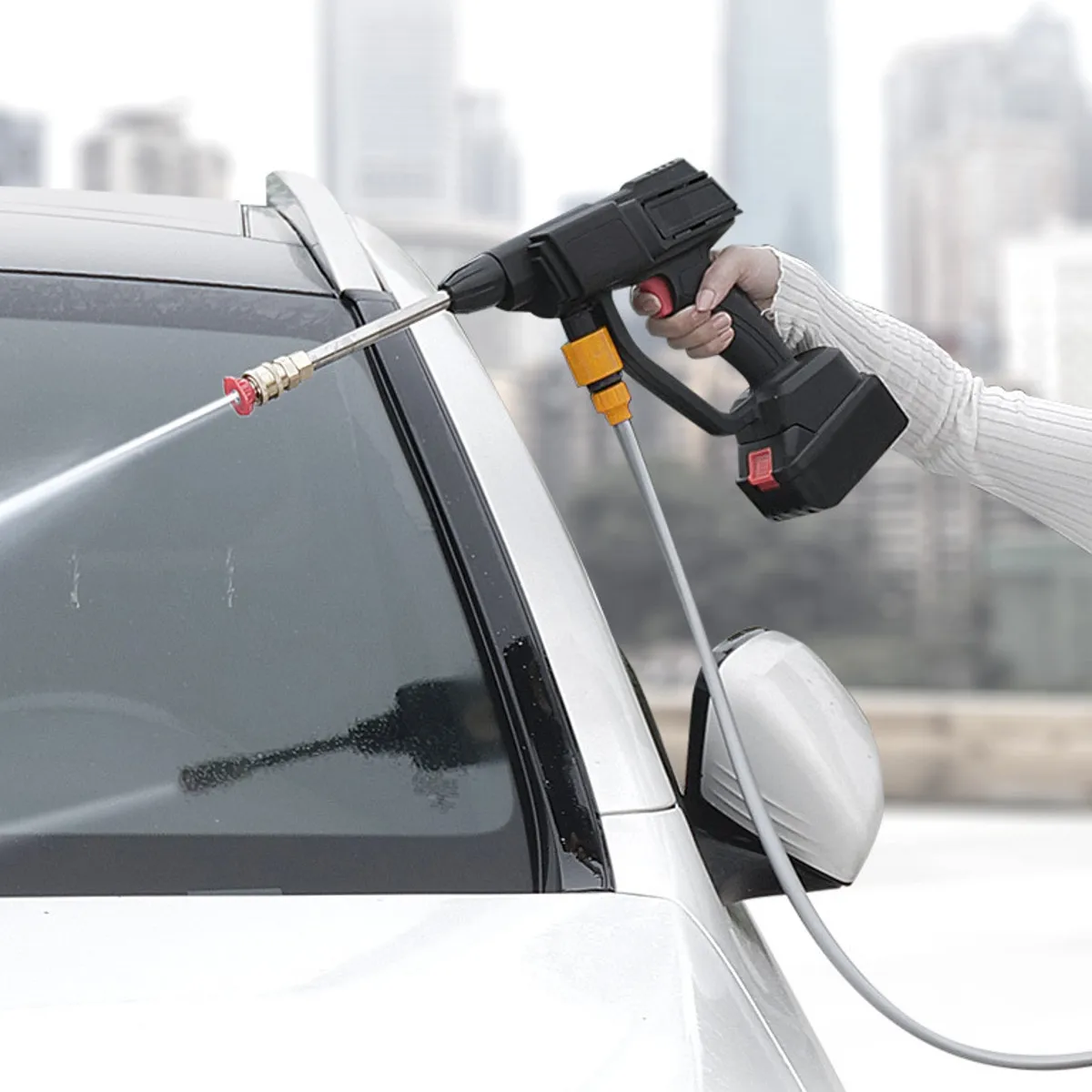 Скидка Беспроводной водяной пистолет высокого давления для мойки автомобиля, 36 бар, портативный очиститель, автомойка Parkside для Makita, 21 в, батарея 15000...