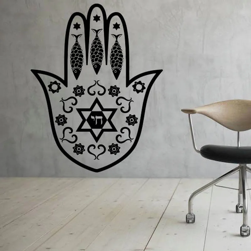 

Hot Sale Hamsa Hand Art Wall Sticker Home Decor Indian Meditates Wall Decals Living Room Bedroom Murals Wallpaper