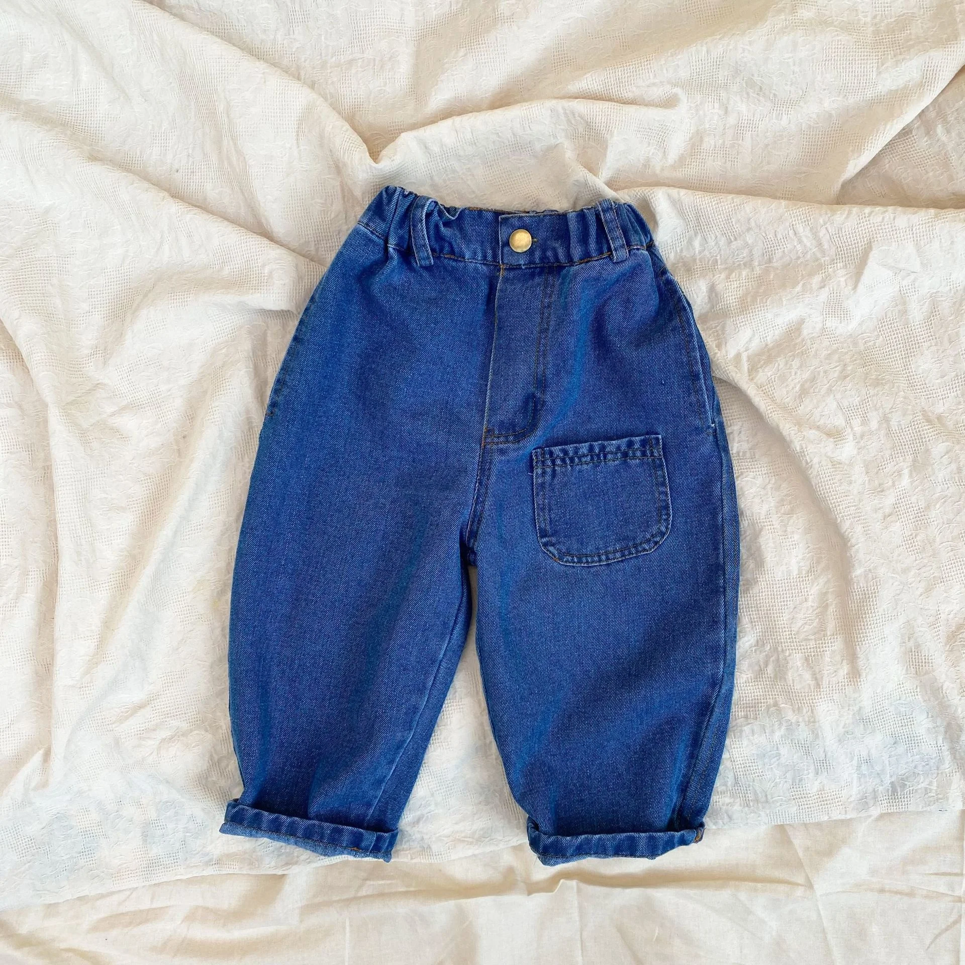 

Spring Korean Style Loose Denim Pants Boys Fashion Baggy Jeans Girls Casual Jeans