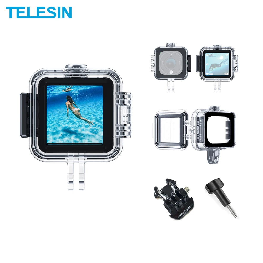 Купи TELESIN 45M Underwater Waterproof Case for DJI Osmo Action 2 Diving Protective Housing Shell Cover for Sports Camera Accessories за 623 рублей в магазине AliExpress