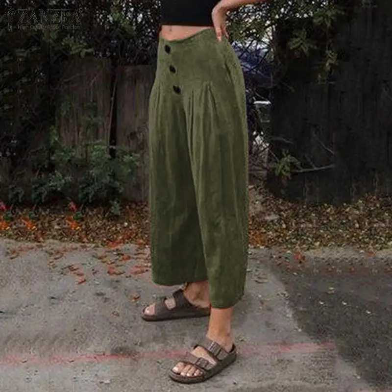 Брюки 2021 повседневные с широкими штанинами женские осенние длинные брюки ZANZEA