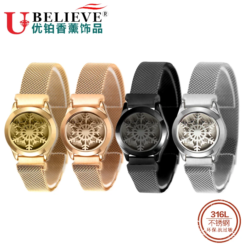 

Ubelieve Essential Oil Diffuser Bracelet Rose Gold Stainless Steel Mesh Bracelets Bangles Charm Fine Bracelet Bangle for Female