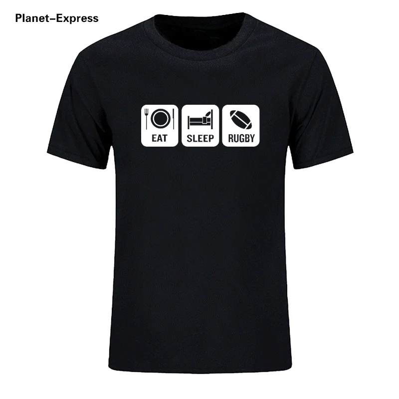 

2021 Summer Fashion Short Sleeves T shirt Eat Sleep Funny Print T shirt Men's Cotton Casual O-Neck Top Tee Plus Size