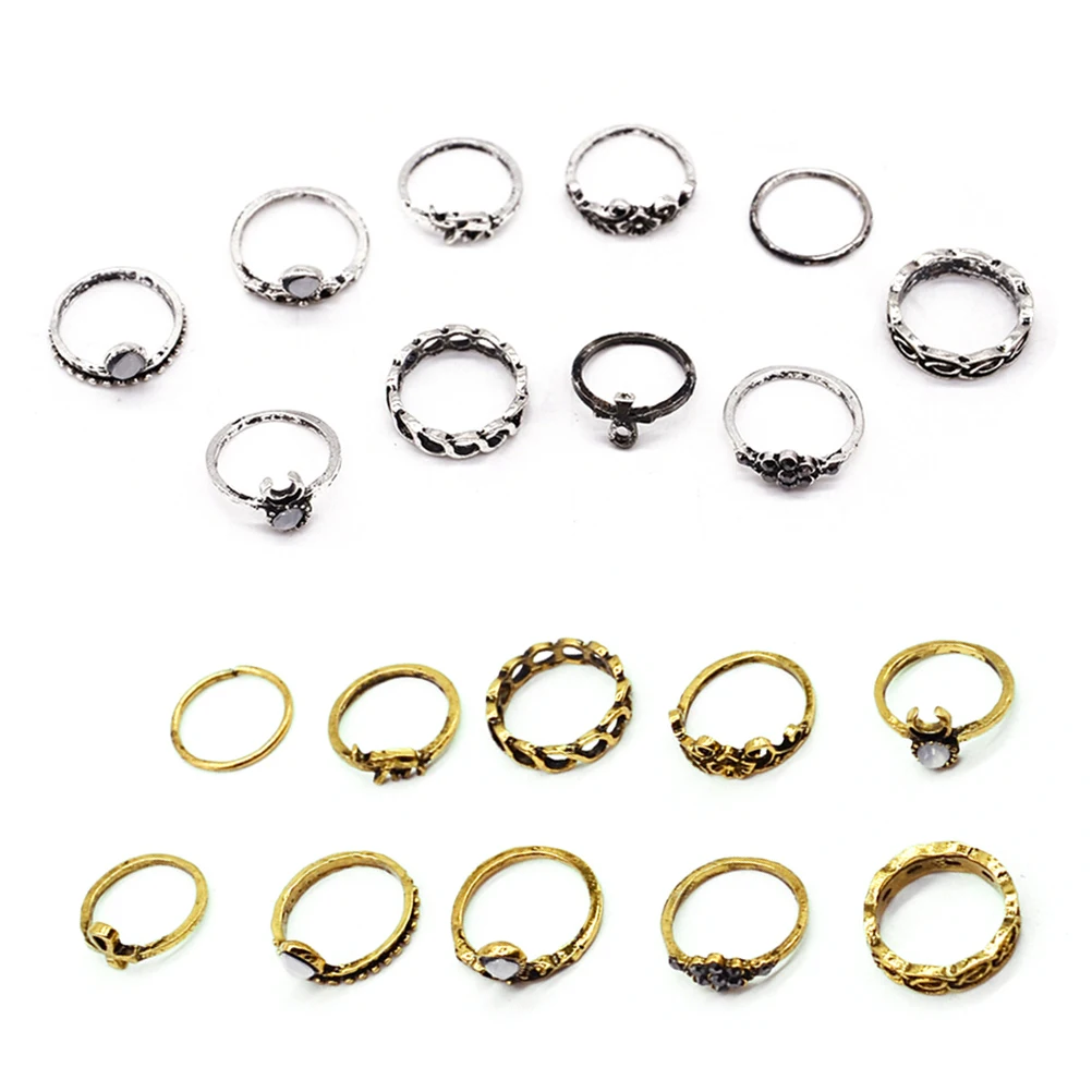 

10Pcs Gold Boho Fashion Arrow Moon Midi Finger Knuckle Rings Women Jewelry
