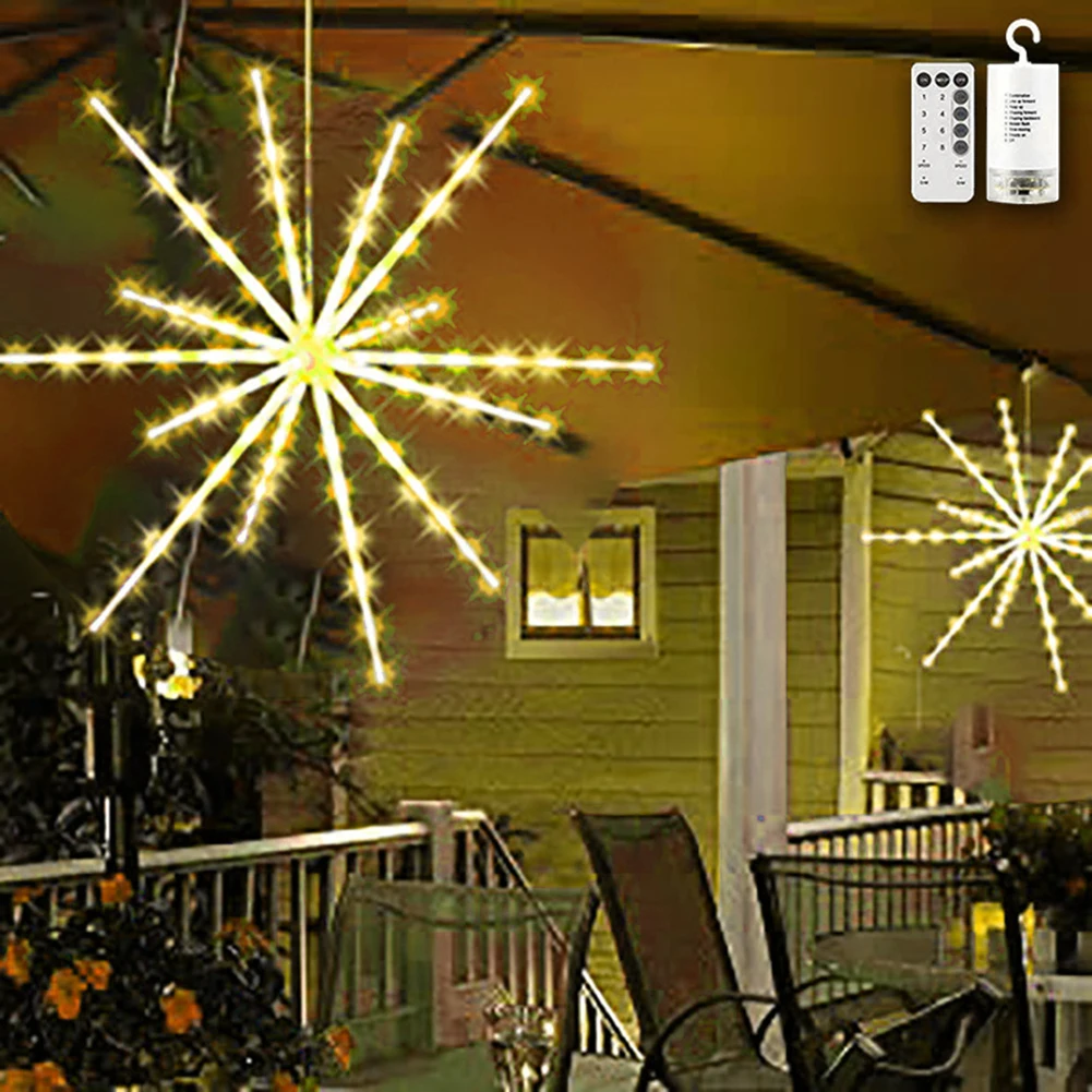 

LED Christmas Firework String Lights Courtyard Starburst Hanging Fairy Twinkle Lamp Christmas Room Garland Festival Decoration