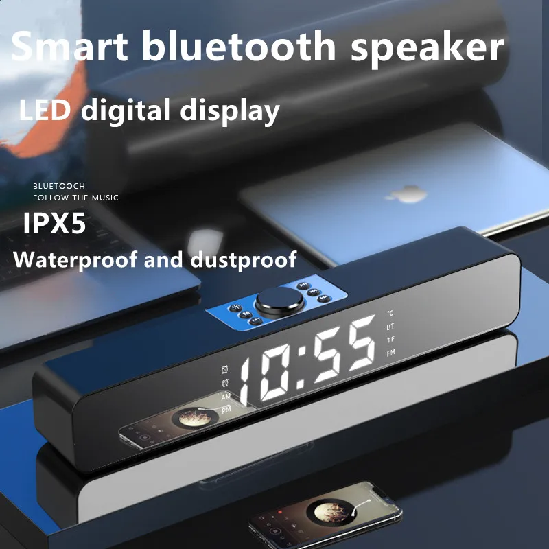 Беспроводной Bluetooth динамик светодиодный саундбар ТВ будильник домашний