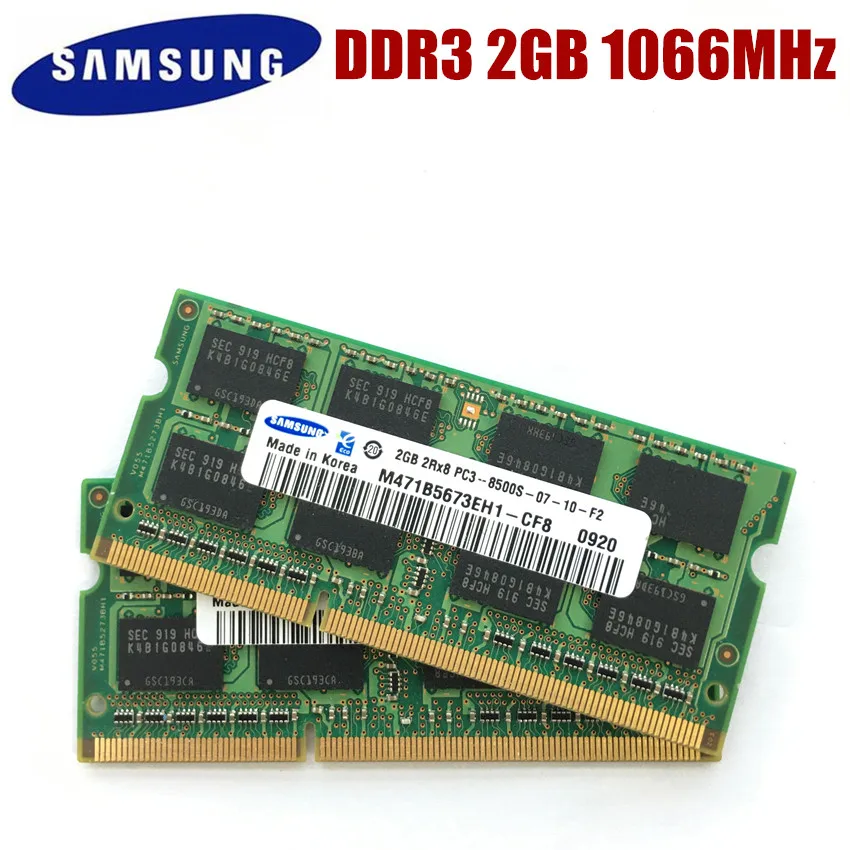 

SAMSUNG DDR3 2GB PC3 1RX8 2RX8 8500S 2GB 1066Mhz Laptop Memory 2G PC3 8500S 1066 MHZ Notebook Module SODIMM RAM
