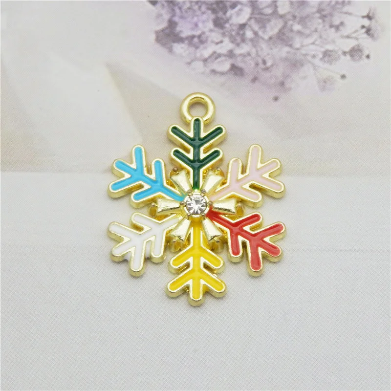 

Julie Wang 6PCS Small Enamel Colorful Snowflake Charms Zinc Alloy Christmas Pendant Bracelet Earrings Jewelry Making Accessory