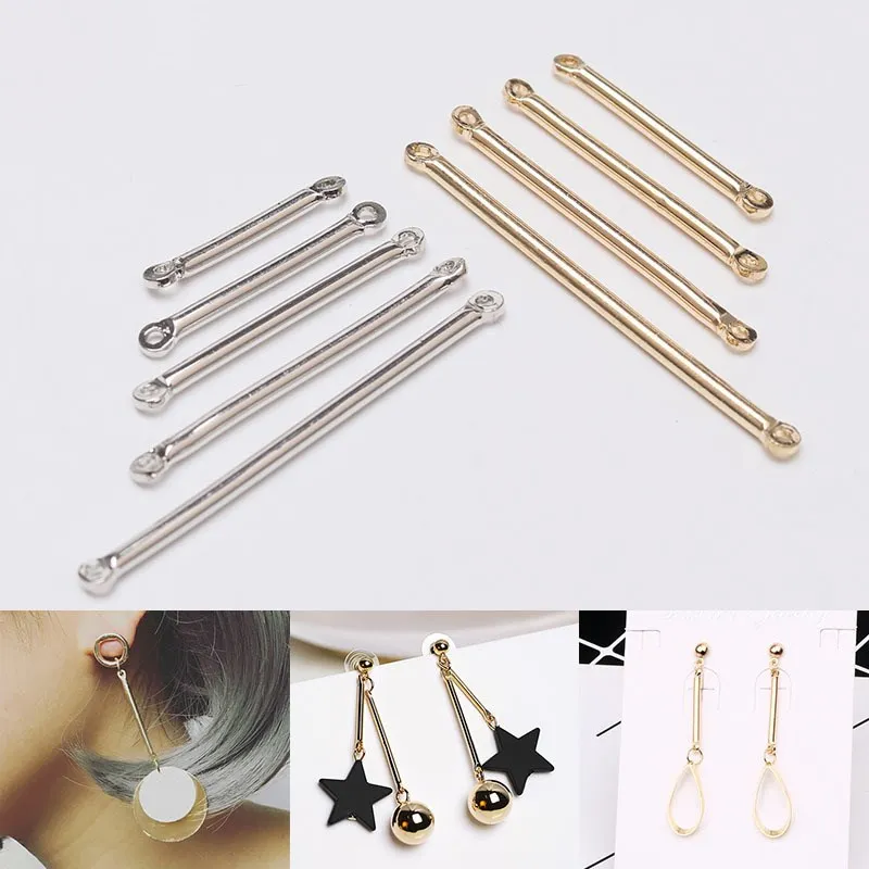 100 шт. серебряные/Родиевые/Золотые шатуны с двумя отверстиями серьги фурнитура