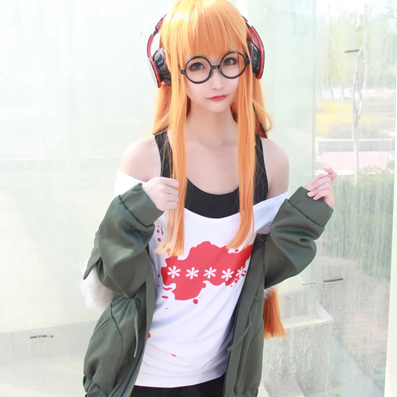 

Anime Game Persona 5 Futaba Sakura Cosplay Costumes Uniform Suit Outfit Coat + Shorts + Shirt + Glasses + Stocking