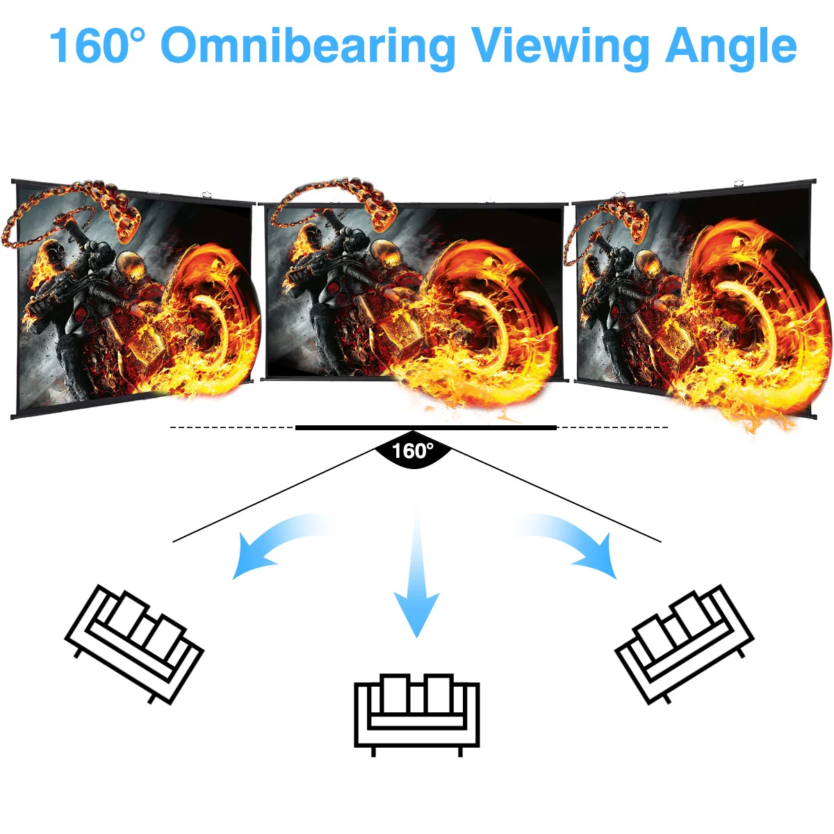 

Excelvan 100" Diagonal 16:9 1.1 Gain 160Viewing Angle Portable Fast Install Wall-mounted Projector Screen HD Movies Projection