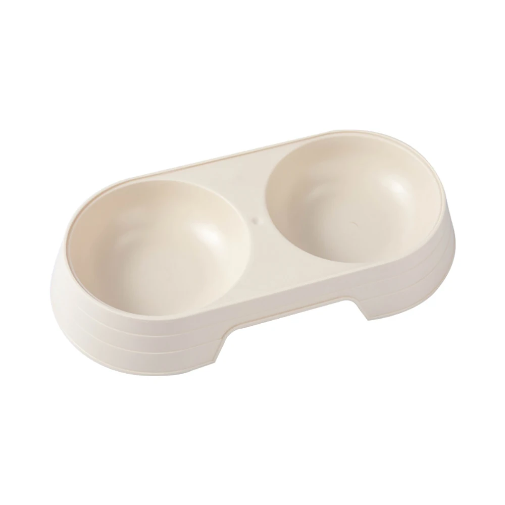 

Pet Plastic Double Bowl Dry Wet Depart Nonslip Anti-Tipping Colorful Tableware For Puppy And Kitten
