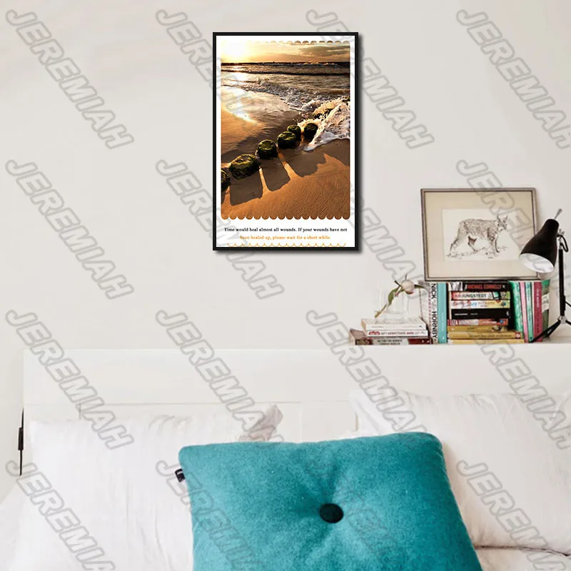 

Sunset Log Bridge Sea Poster Nordic Style Wall Art Canvas Print Painting Modern Living Room Decoration