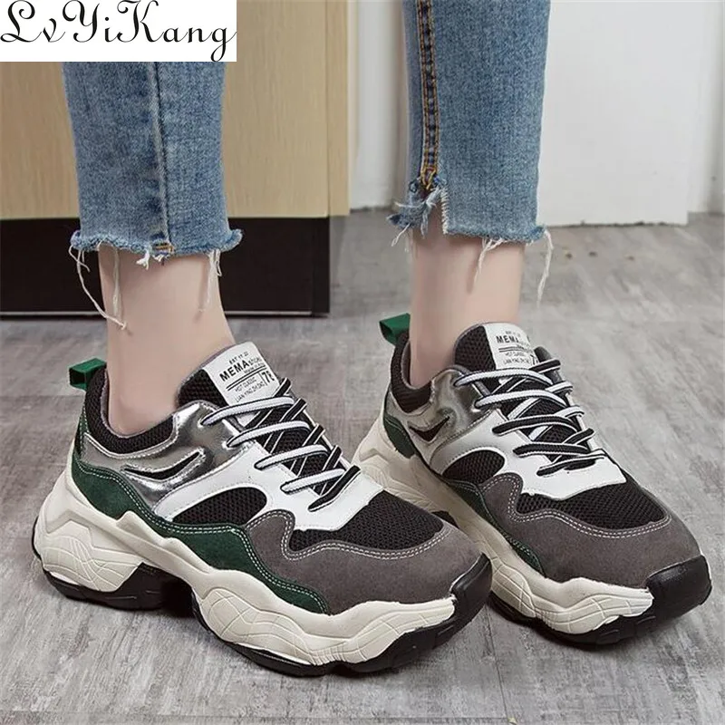 Женские кроссовки на платформе повседневные дышащие вулканизированной подошве