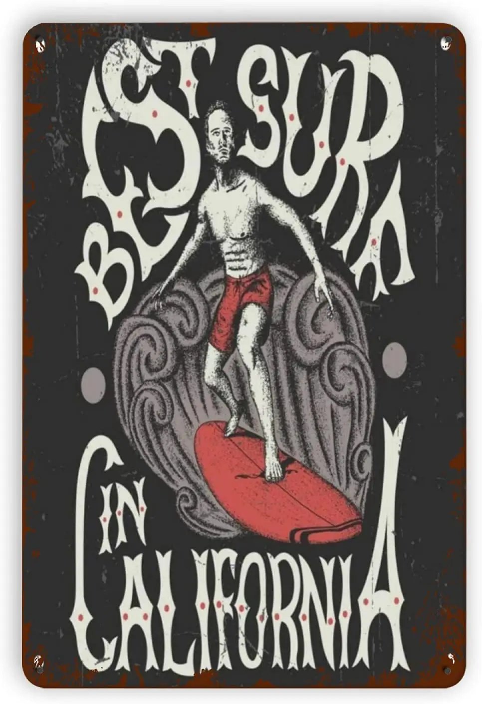 

Metal Wall Sign Tin Sign Best Surf California Poster Home Bedroom Club Club House Wall Decoration Plaque Metal Plate 12*8 Inches