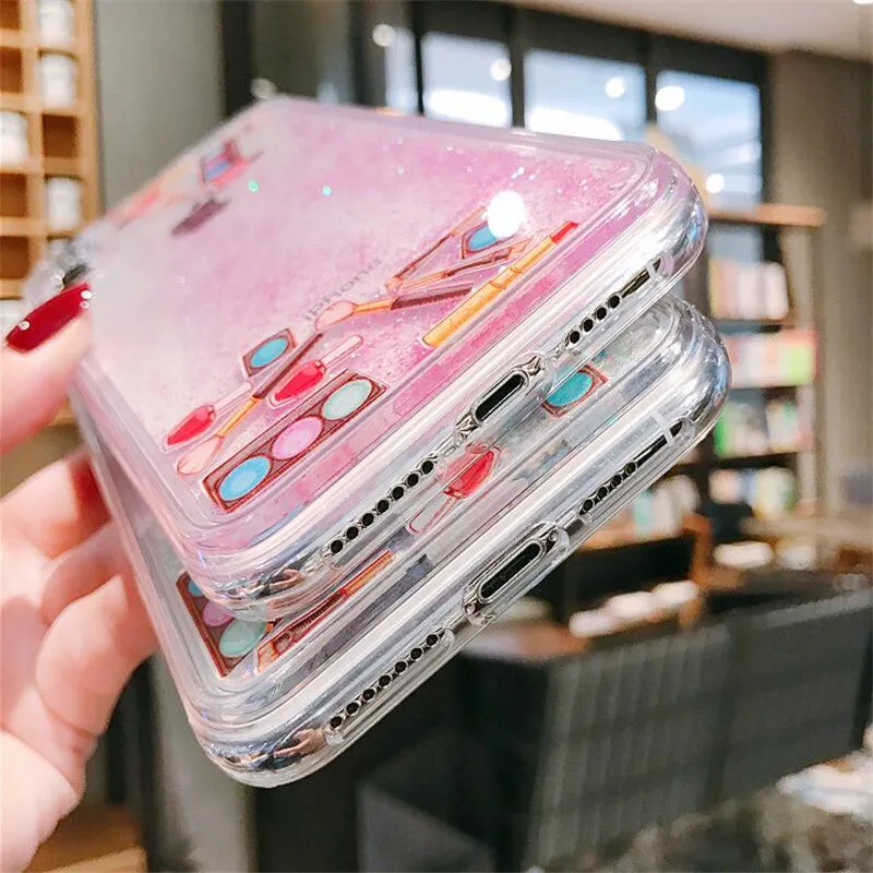 DISCASE - Case For iPhone 7 8 Plus X Xr Xs Max Dynamic Liquid Cases Cover 6 6s Hard PC Capinha Glitter Capa | Мобильные телефоны и