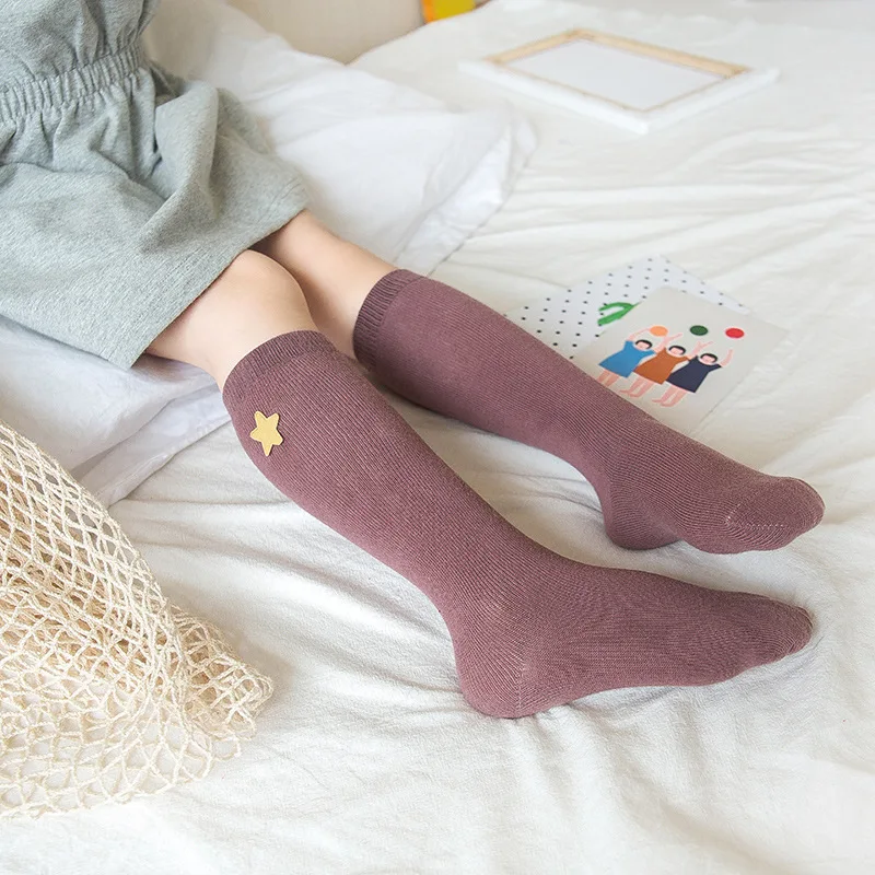 

10 Pairs All Season Star Design Kids Girls Long Socks Knee High Baby Booties Footwear Kindergarten Stockings