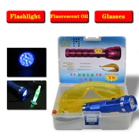 14 led uv flashlight protective glasses uv dye tool set car r134a r12 air conditioning ac system leak test detector kit