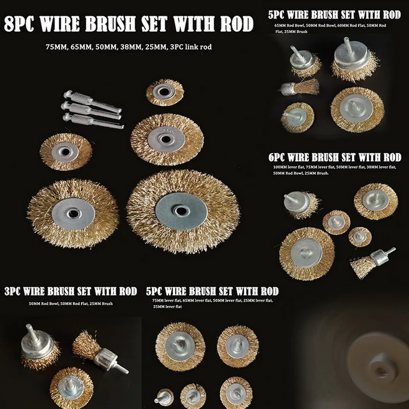 Brass Coated Wire Brush Set Drill For Removal Rust Corrosion Wheel Polishing Electric Angle Grinder Steel | Инструменты