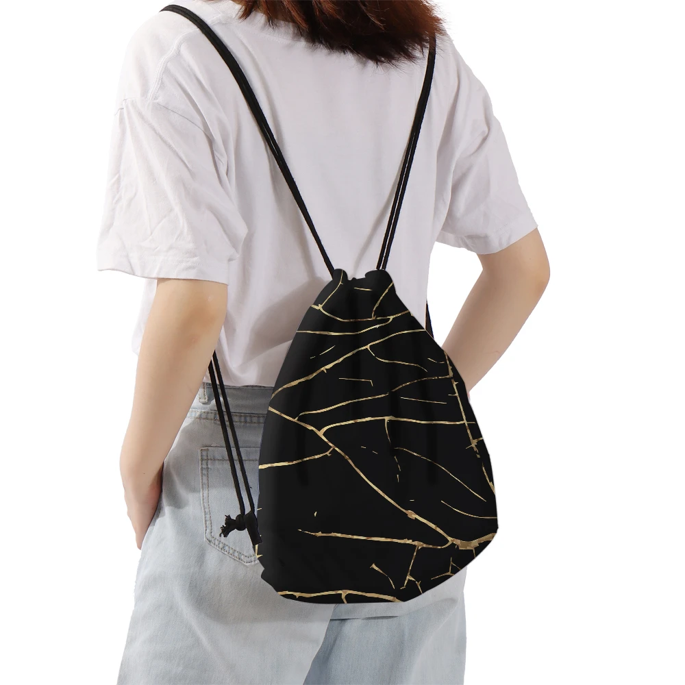 

Deanfun Drawstring Bag Black Marble 3D Printed Pouch Bag Gift Bags Drawstring Backpack For Women D60442
