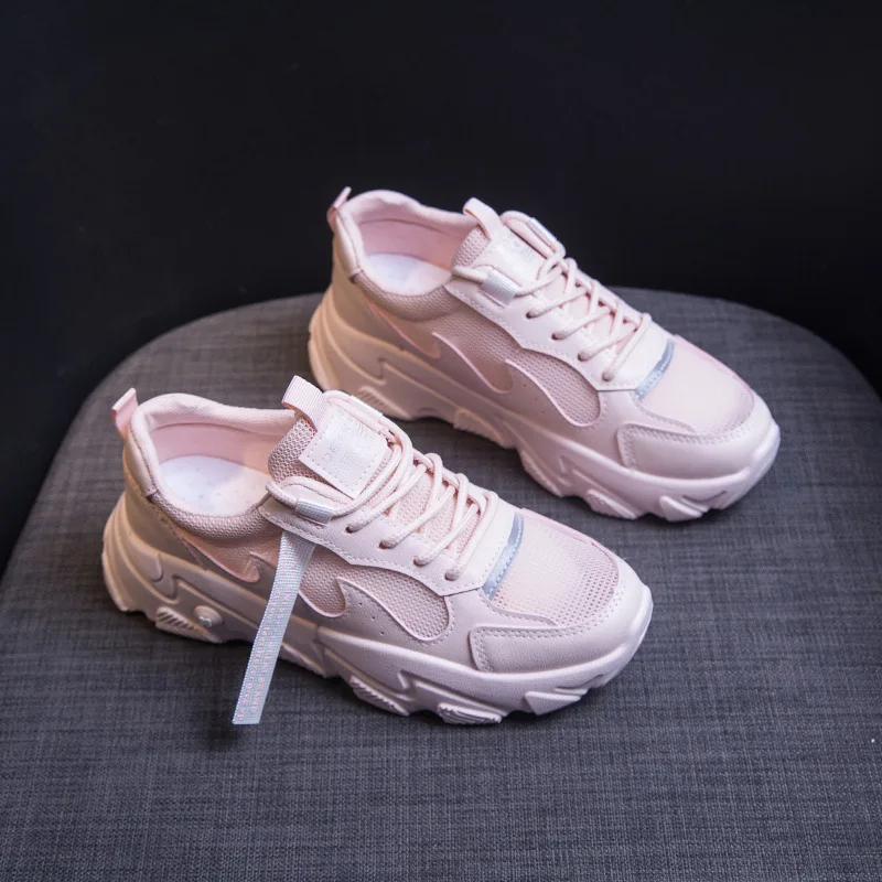 

Sneakers Mesh Women's Shoes With Platform Woman-shoes Tennis Female Breathable Thick Sole Roses Trainers Fashion 2021 Fretwork F