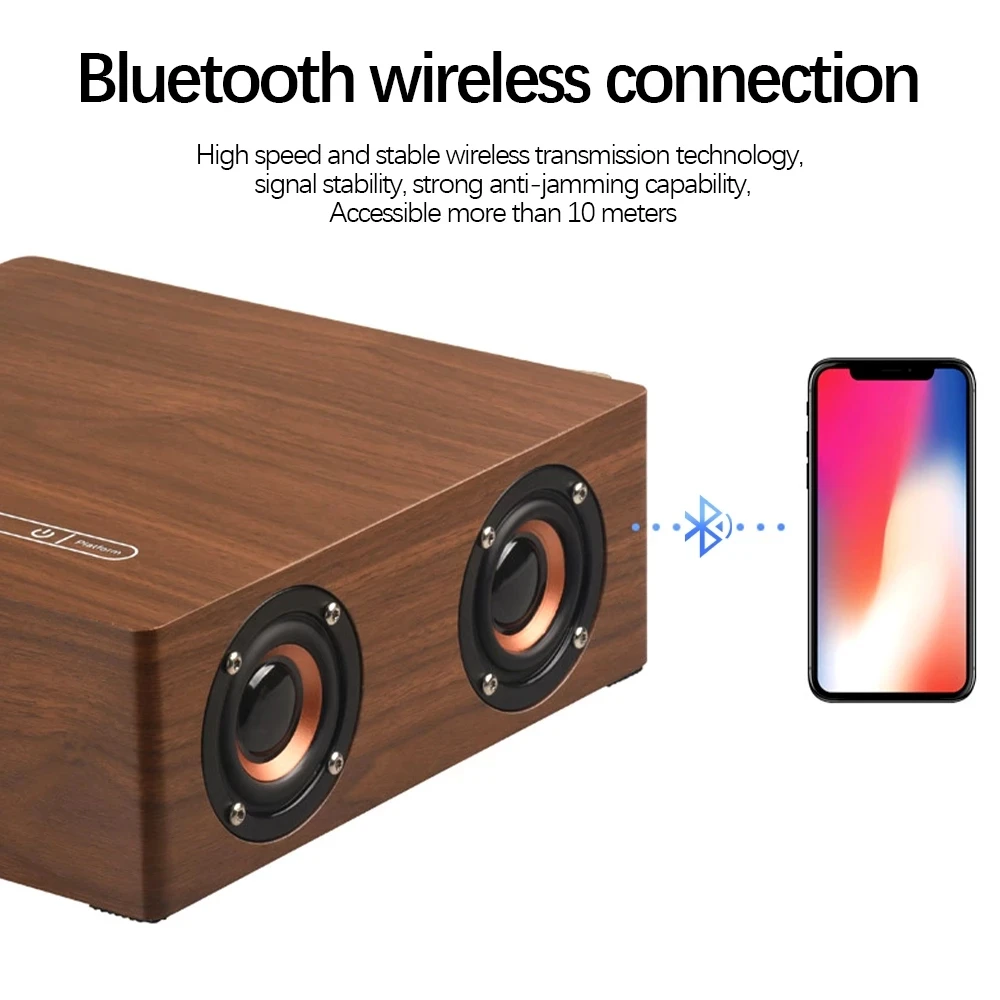 

Portable Wooden Bluetooth Smart Speaker Home Mobile Phone Computer Wireless Desktop Speaker Can Touch Support U Disk Playback