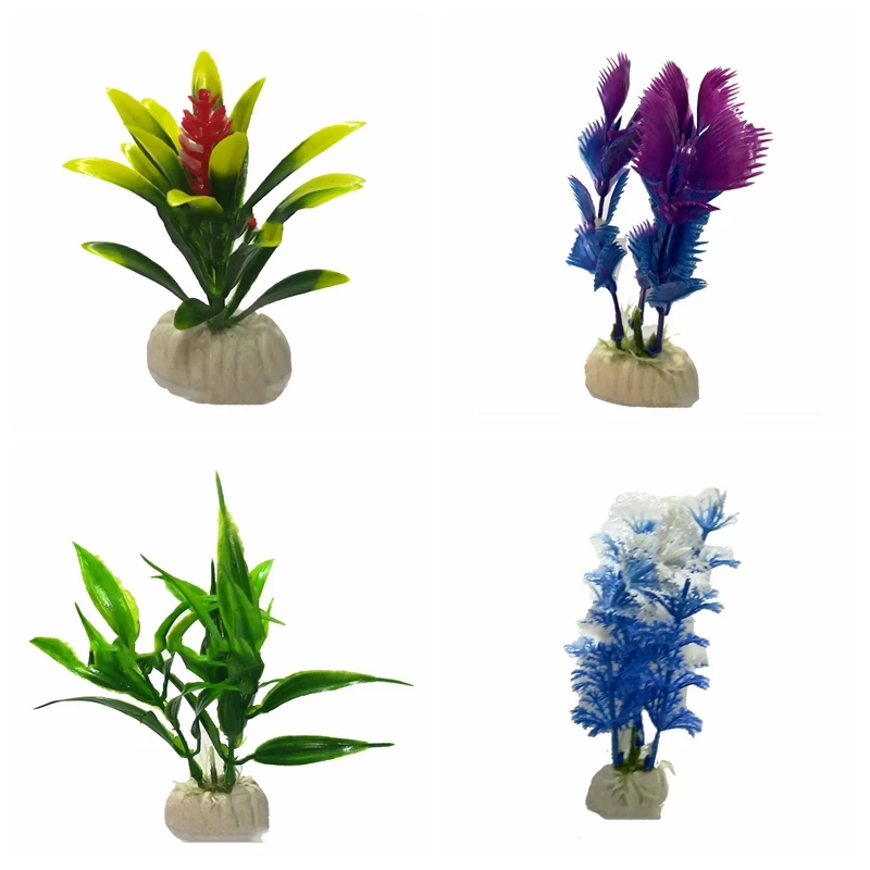 4pcs 1 1/2/4/12 шт аквариум искусственные пластмассовые растения Декор декорирования аквариума 1 шт Искусственные Украшения для аквариума - Цвет: 4pcs 1