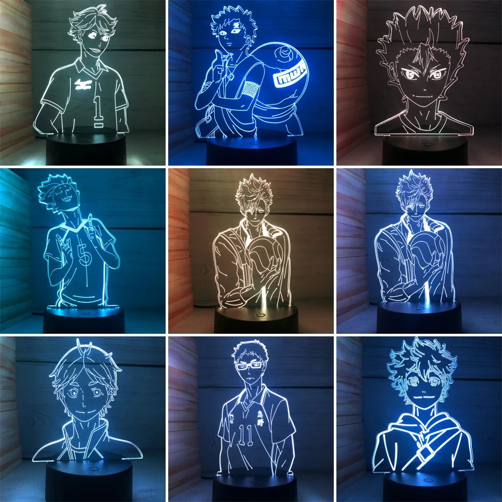 Светодиодная 3d-лампа Аниме Haikyuu Shoyo Hinata фигурка для детской спальни украшение