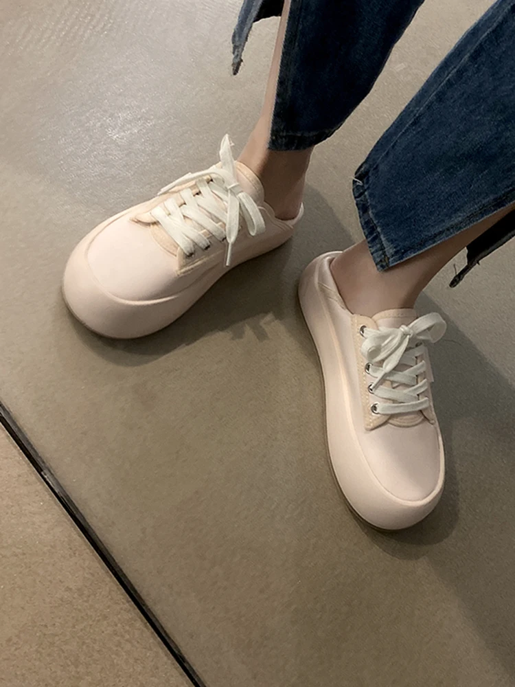 

Korean Shoes Patent Leather Ballet Flats All-Match Clogs Platform Casual Female Sneakers British Style Slip-on Round Toe 2021 Cr