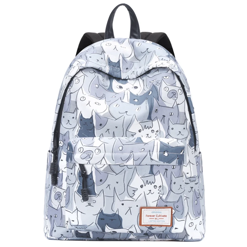 Женский рюкзак брендовая новая милая школьная сумка с принтом кошки для девочек