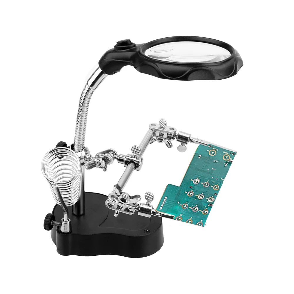 

Welding Equipment Auxiliary Tool Repair Tool Third Hand Helping Desktop Soldering Holder Magnifier LED Lighting Soldering Stand