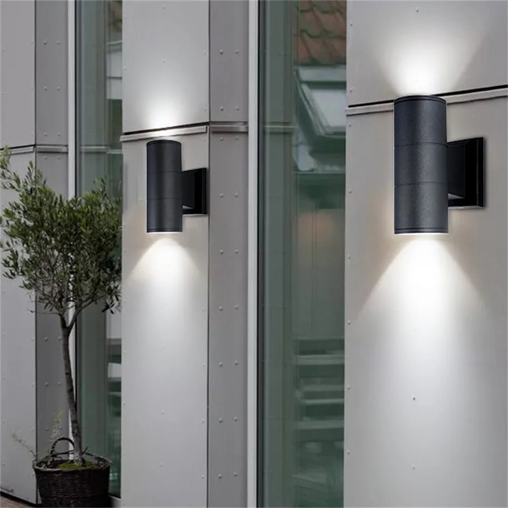 IVYSHION 2PCS Up And Down Wall Light Scrub Black Grey Outdoor Garden Door Lamp Waterproof Patio Lights Double Head | Лампы и освещение