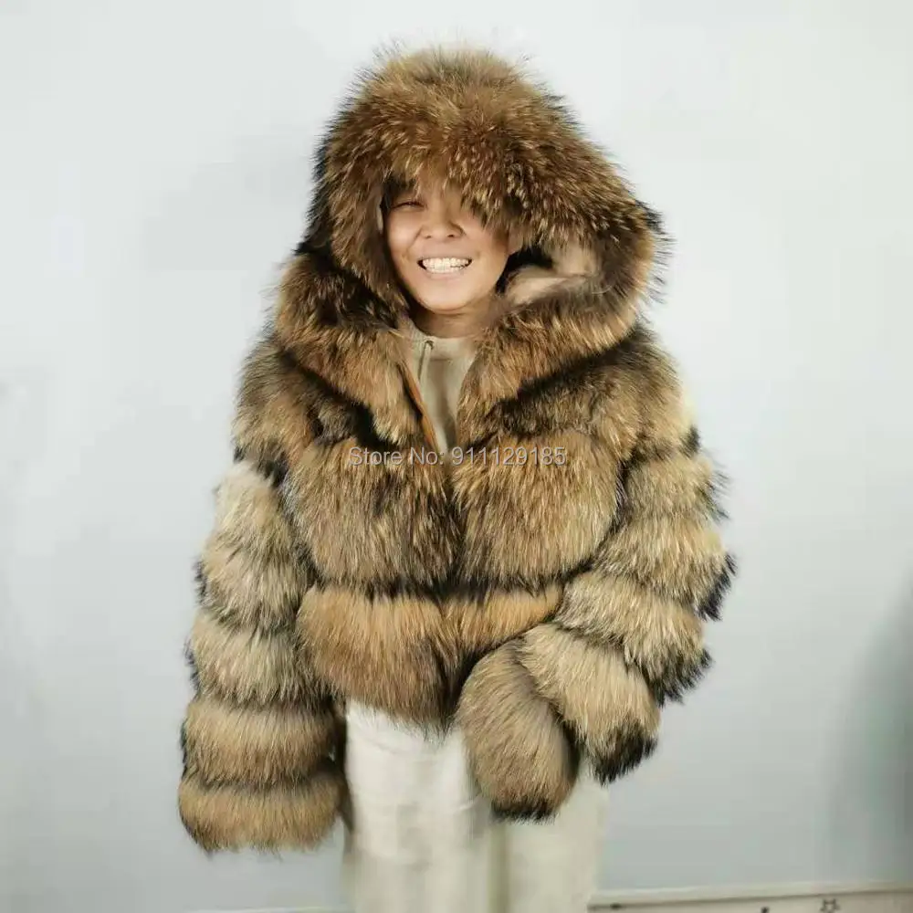 

New Winter Fur Coat Warm Mommy And Me Jacket Raccoon Fur Coat