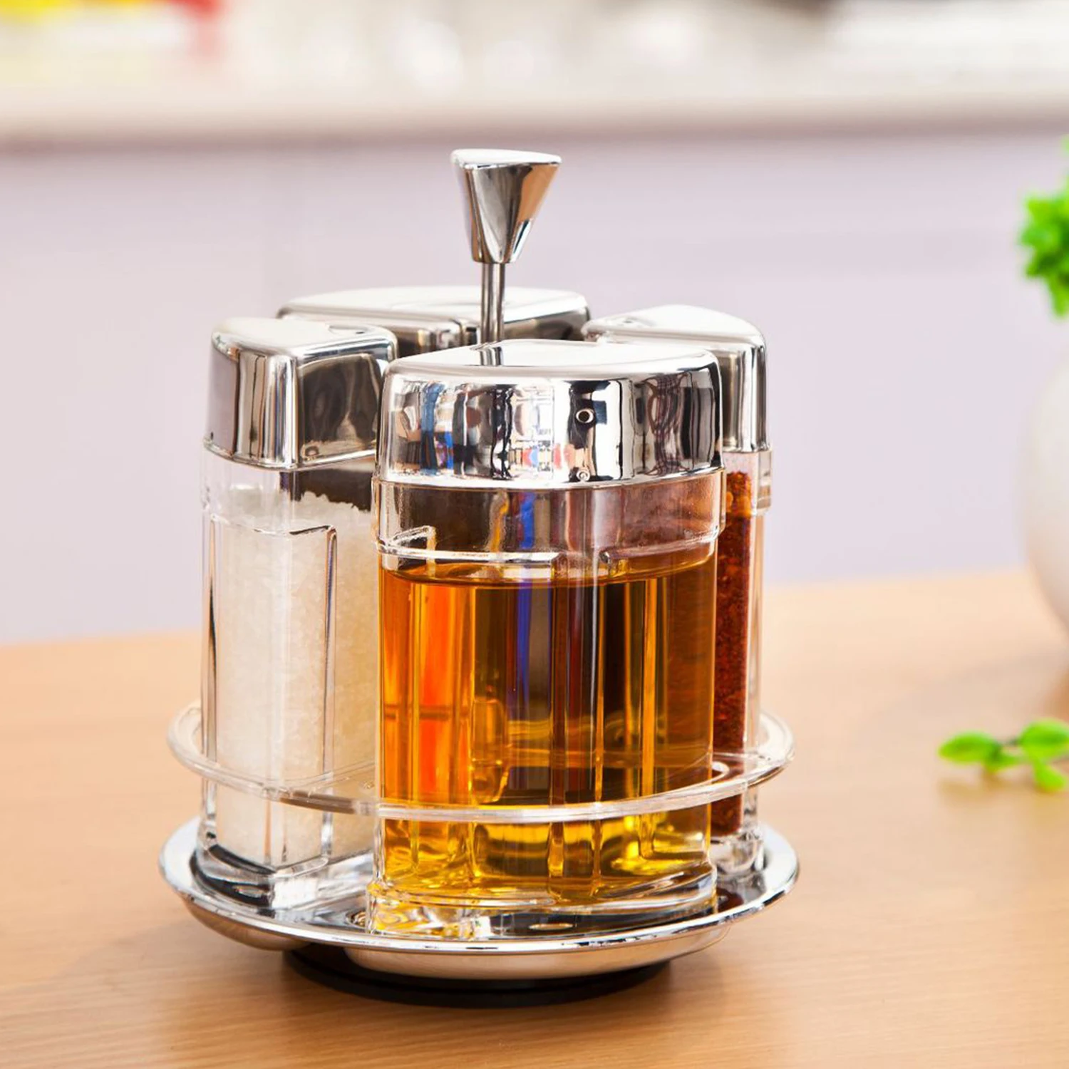 Вращающаяся полка для специй набор бутылок приправ держатель диспенсер соли и