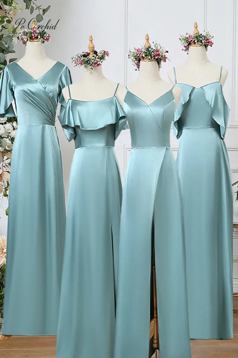 PEORCHID 4 стиля синие платья подружки невесты простое платье для Abiti Damigella Donna на