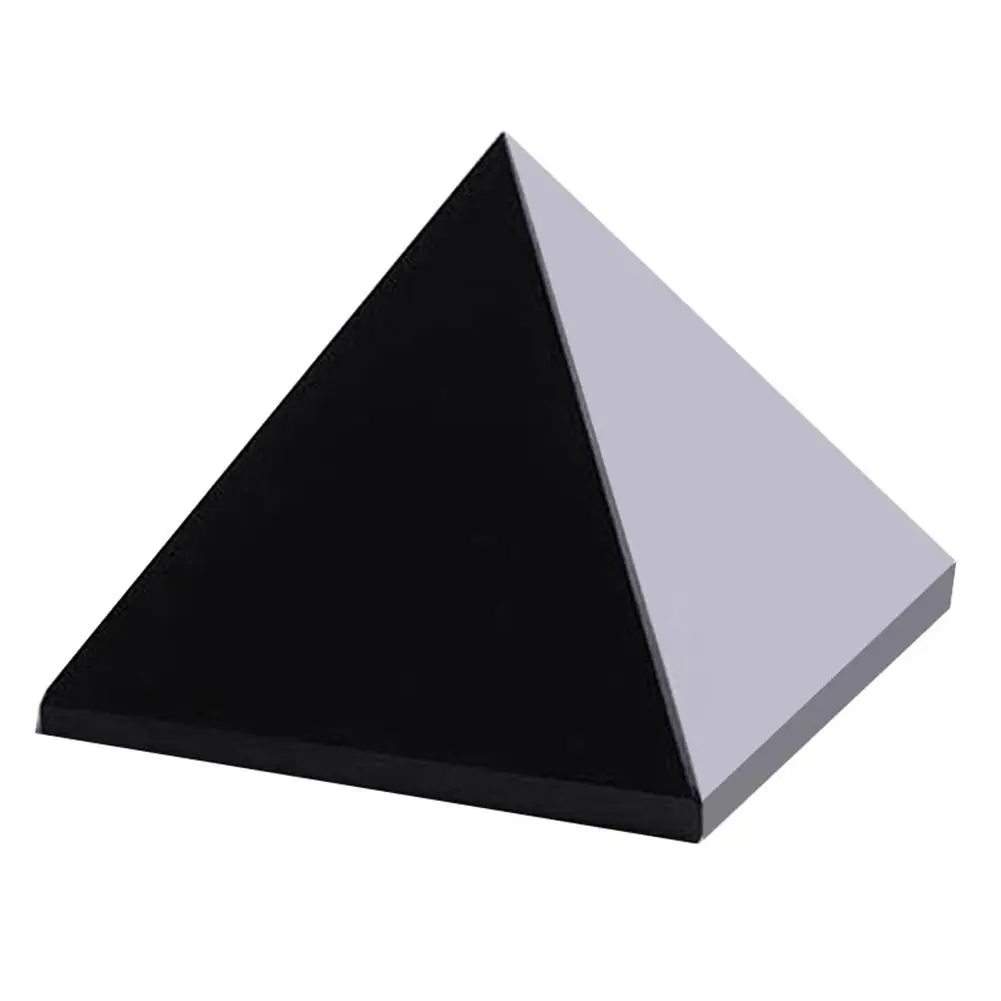 

1pcs 40mm Obsidian Pyramid Natural Crystal Stone Obsidian Pyramid Ornaments Stone Crafts Living Room Home Decoration