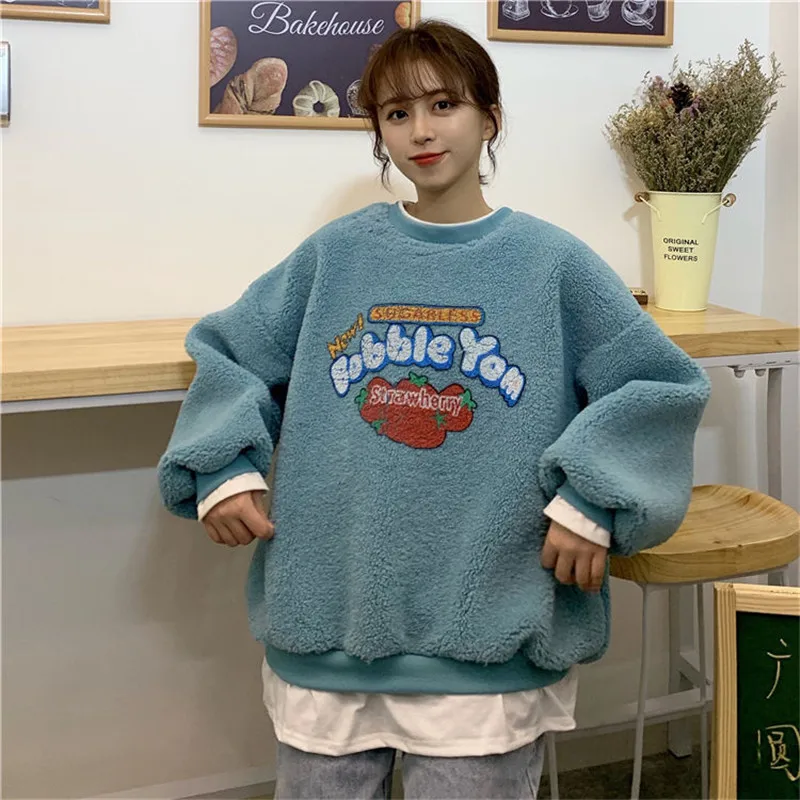 

Women White Oversize Korean Spring Holiday Hoodies Student Long Sleeve Tops Streetwear Cartoon Loose Fashionion Harajuku Hoodies