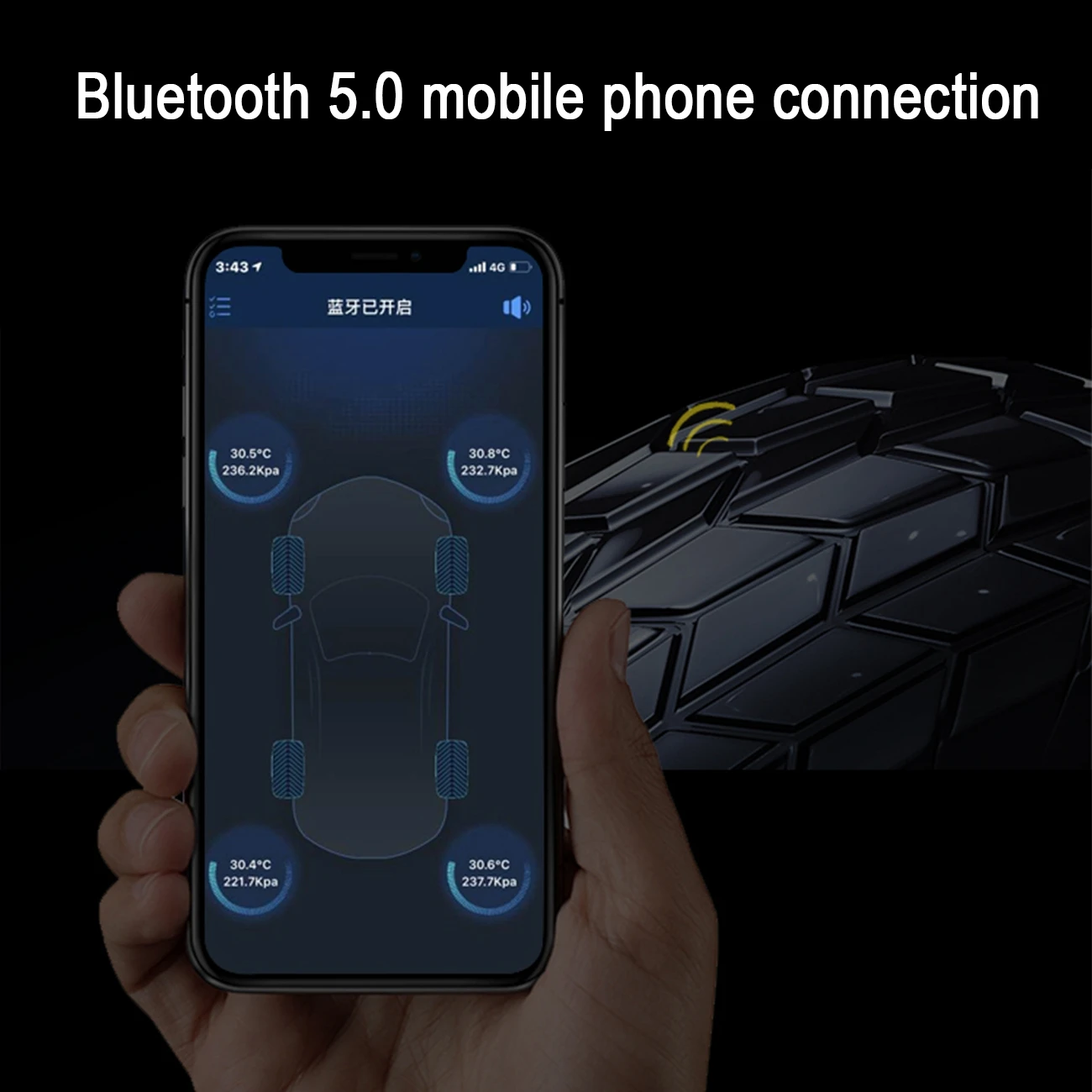 

Bluetooth 5.0 universal external tyre pressure sensor V101B support Android & IOS phone Wireless 4 pieces external Sensors