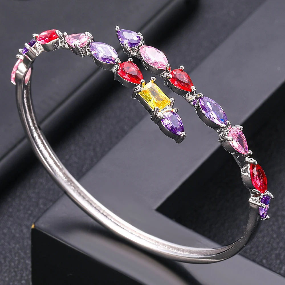 Accking роскошный многоцветный браслет для женщин полная микро кубический циркон