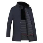 Пальто мужское шерстяное со съемной подкладкой, теплая длинная верхняя одежда, пальто в английском стиле, пальто на толстой утином пуху, для зимы