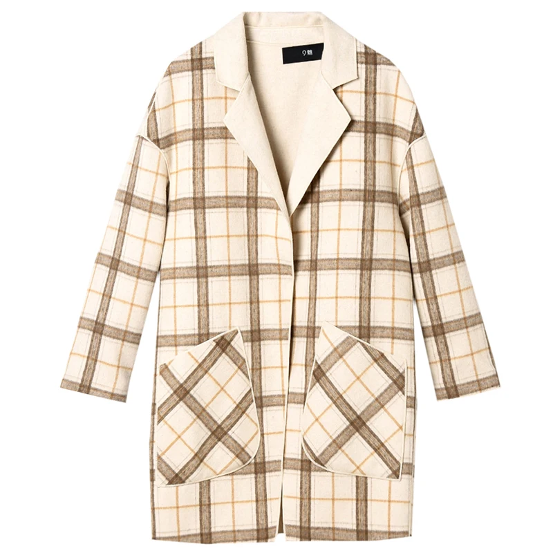 

JCHB 2021 that turn over season for double-sided womens winter coat plaid wool coat Counter the rate up to yuan