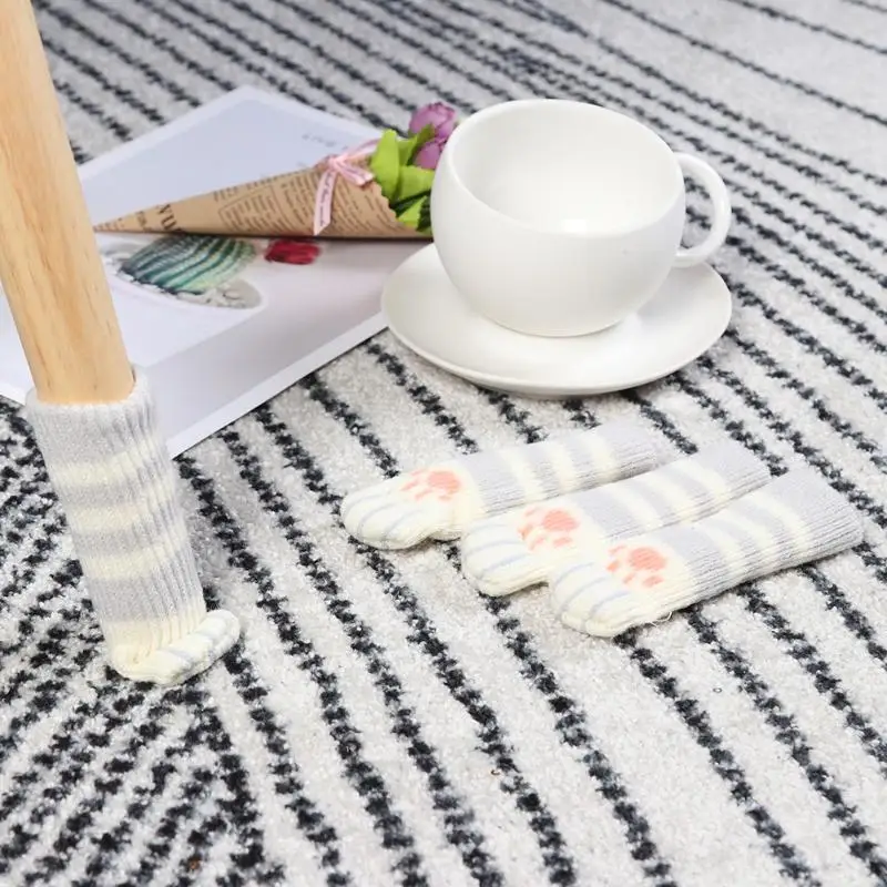 Cartoon Chair Desk Feet Sock Cat Pattern Thickened Anti-slip Table Leg Knitted Cover Floor Protectors Household Socks | Дом и сад