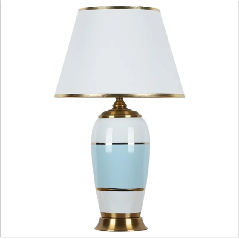 Керамическая Настольная лампа в американском простом стиле синего и розового