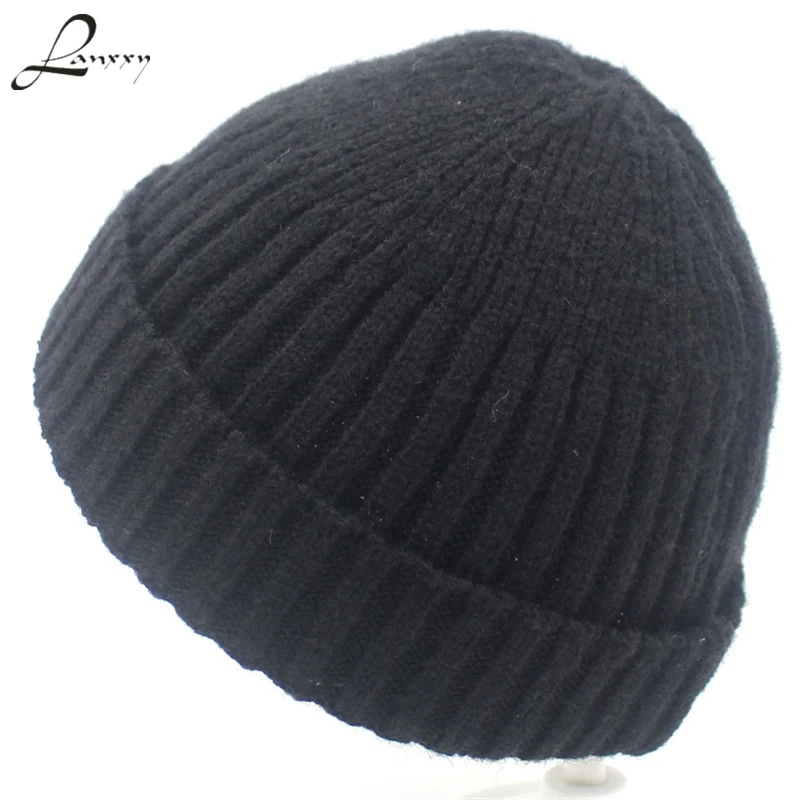 Lanxxy Новые короткие зимние женские теплые облегающие шапки Gorro Skullies полосатая