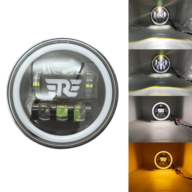 

7-дюймовая светодиодная мотоциклетная фара Phare Farol Moto для Royal Enfield Himalayan 400 411 650 350 Cafe Racer, мотоциклетная лампа.