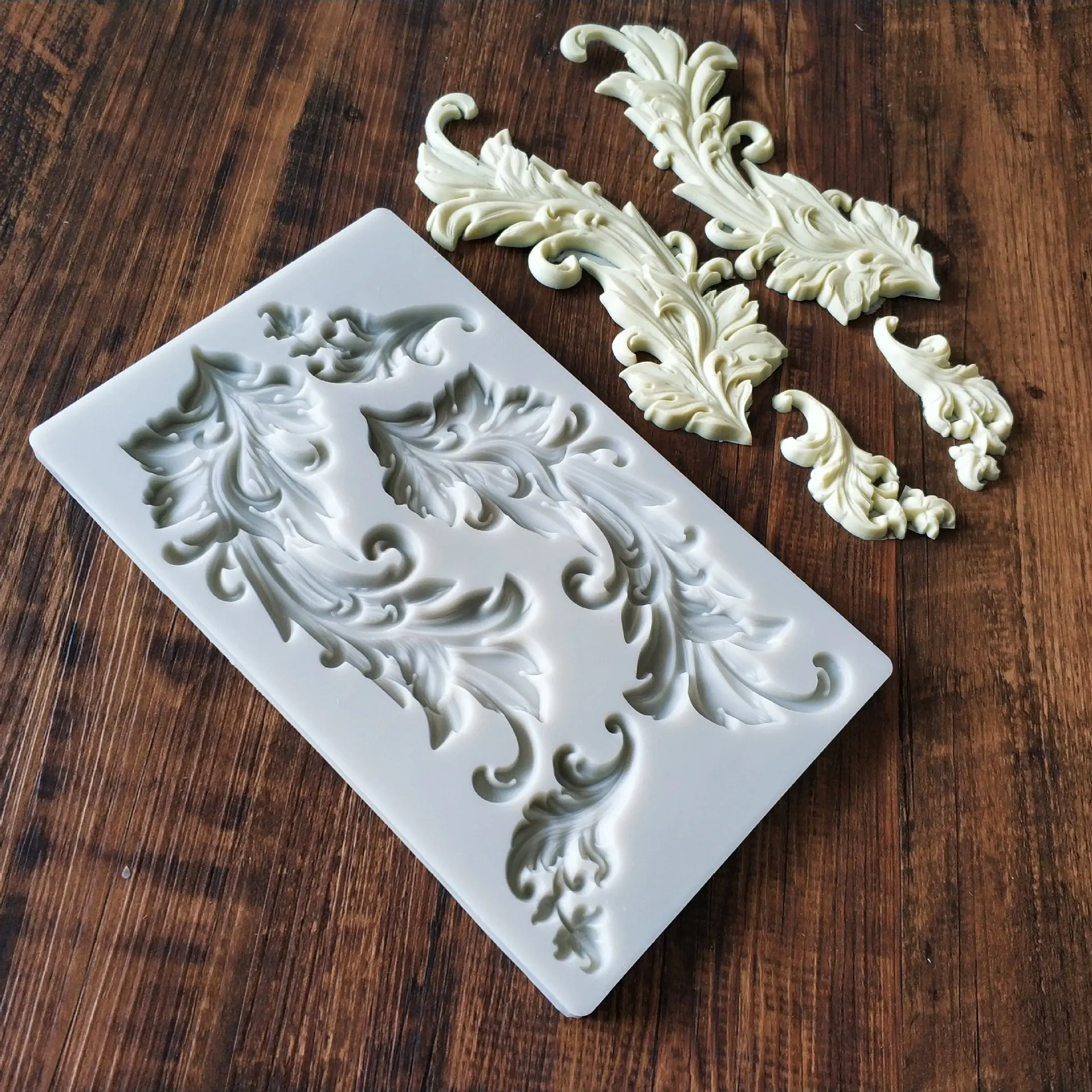 Большая форма для торта в стиле ретро резак помадки виде листьев фотоформа